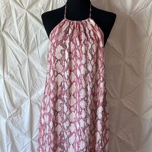 Rachel Zoe pink snakeskin halter maxi dress (8)